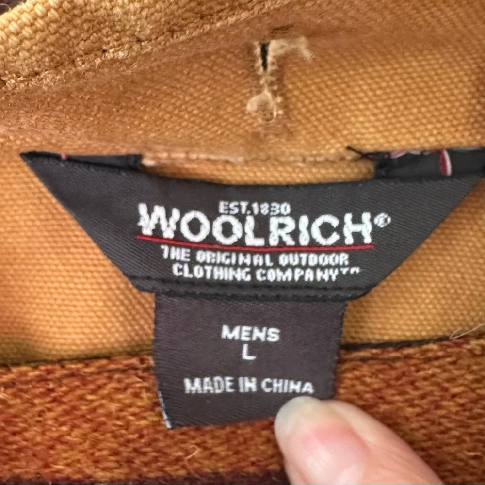 Woolrich Tan Workwear Field Jacket with Brown Corduroy Collar